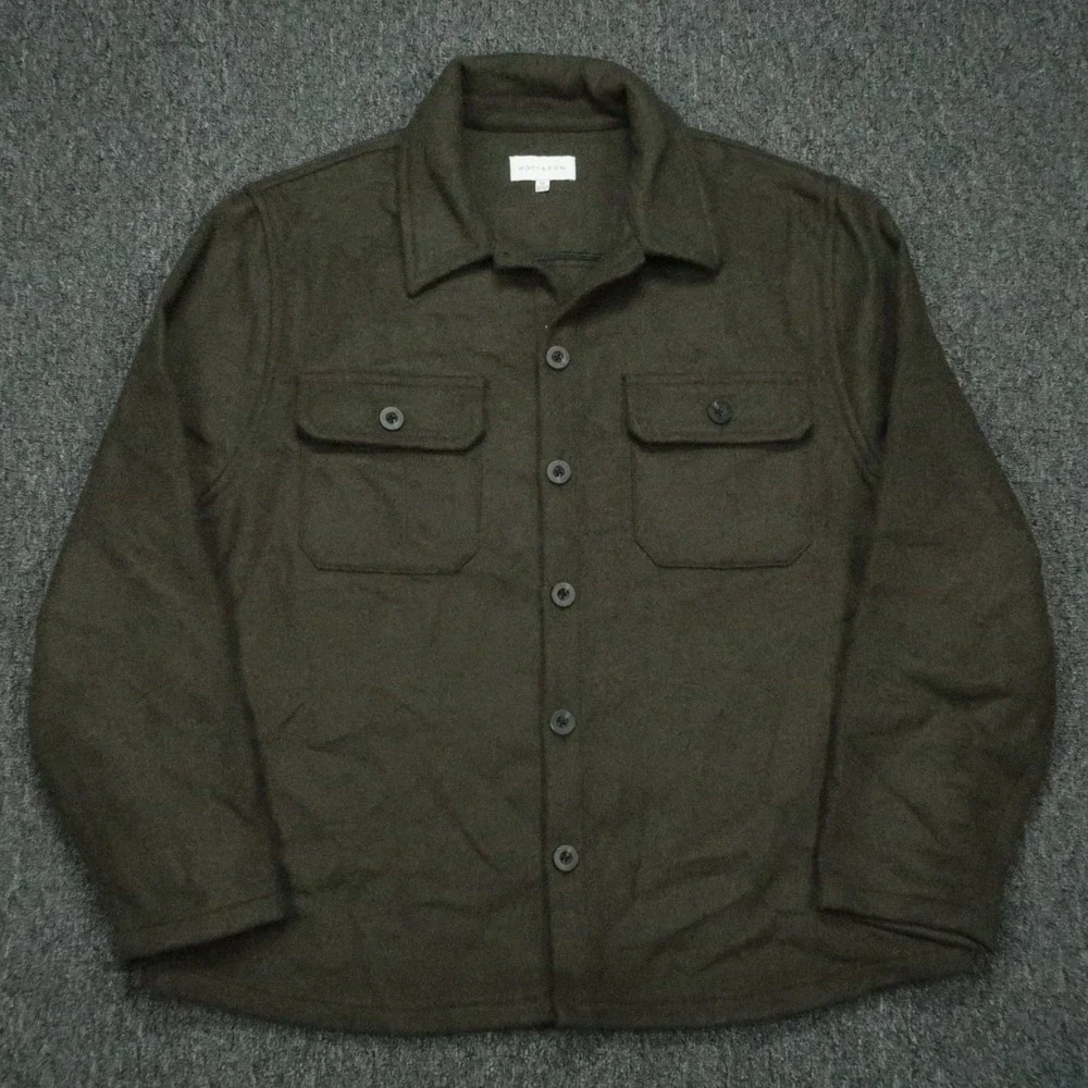 Mott & Bow‎ Jacket Mens Extra Large Green Oversized Wool Shirt Jac Button